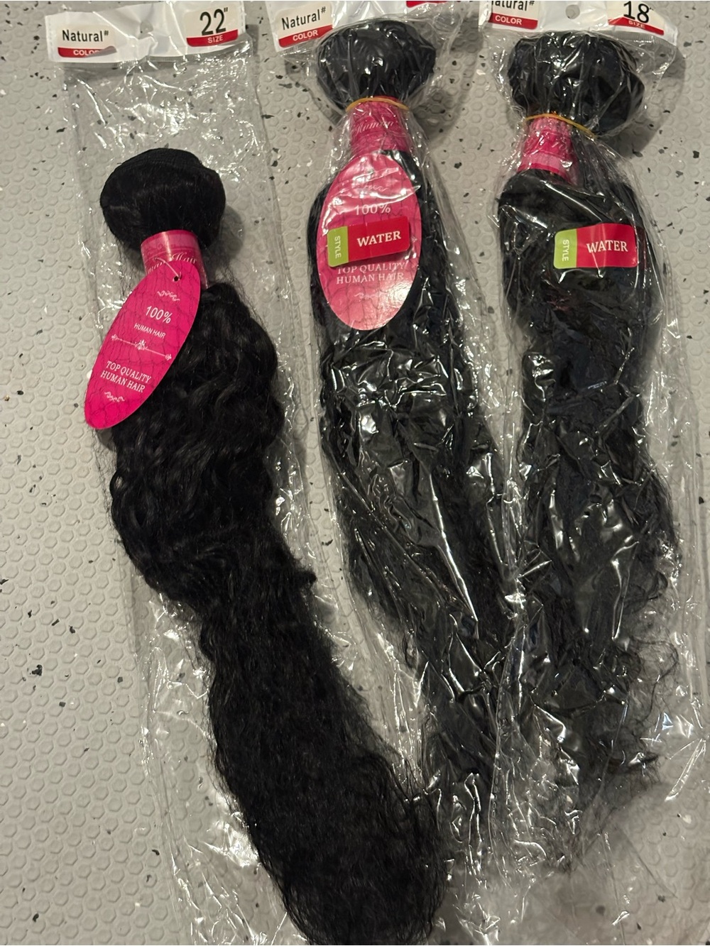 Unbranded Water Wave Human Hair Extensions - Natural Black